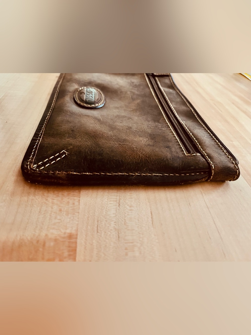 Fossil Reissue Revival Whiskey Leather Slim Clutch Pouch - Picture 4 of 6